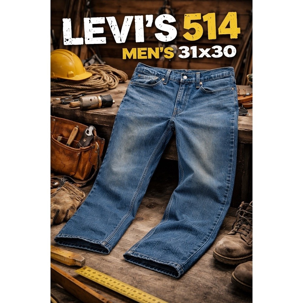 Levi's 514 Straight Jeans Mens‎ 31x30 Blue Stretch Work Casual